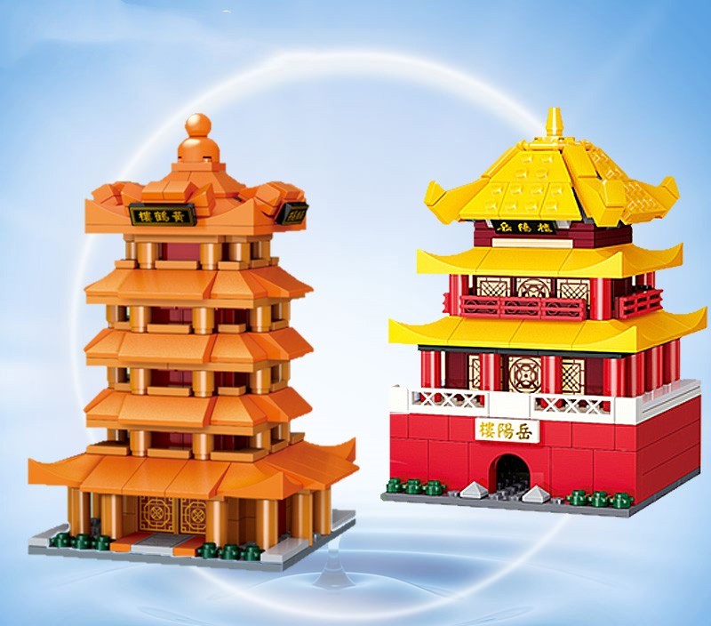 Ancient Style Street View Traditional Architecture Tower Model Building Blocks Toys