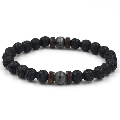 Personality Men's Black Volcanic Stone Bracelet - Here2Save