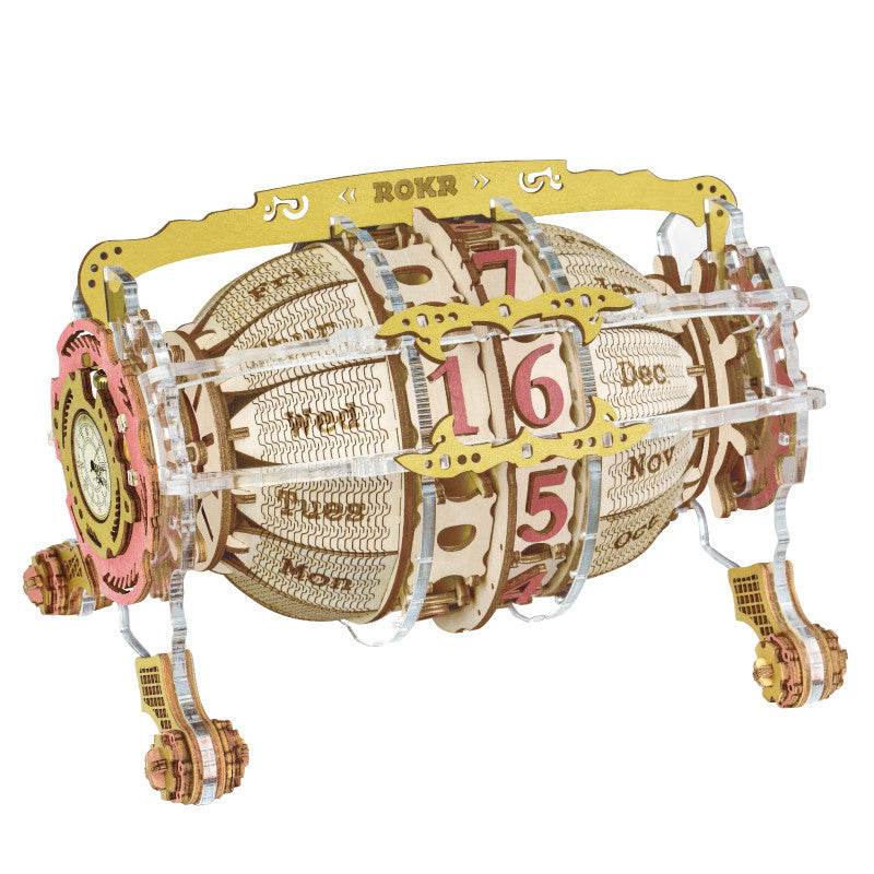Robotime ROKR Time Engine Calendar 3d Wooden Puzzle Model Toys for Children Kids LC801 - Here2Save