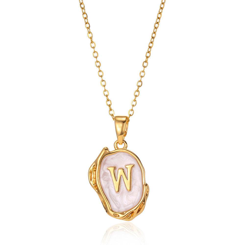 Simple 26 Letters Drop Oil Three-dimensional Necklace - Here2Save