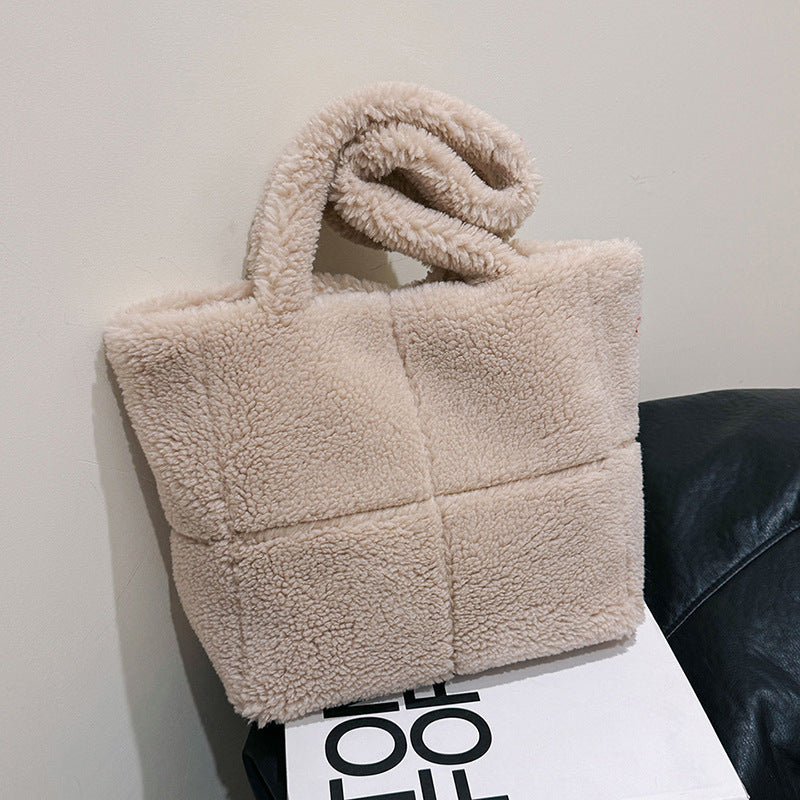 Bolso de felpa de lujo de diseñador para mujer, bolsos de mano bonitos a la moda de invierno, bolsos peludos portátiles de un solo hombro de gran capacidad