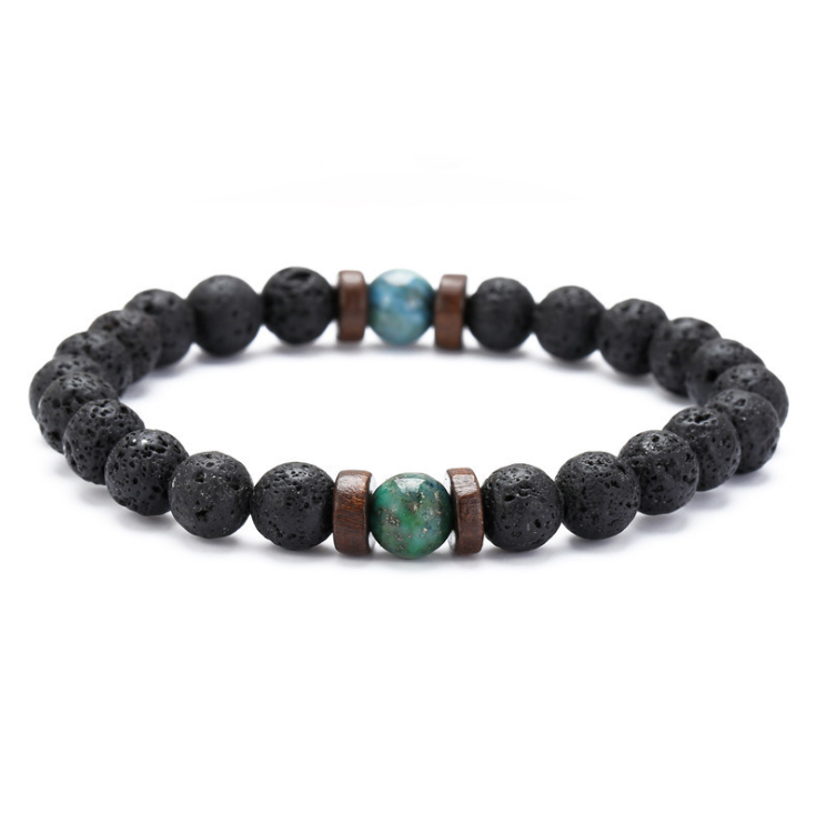 Personality Men's Black Volcanic Stone Bracelet - Here2Save