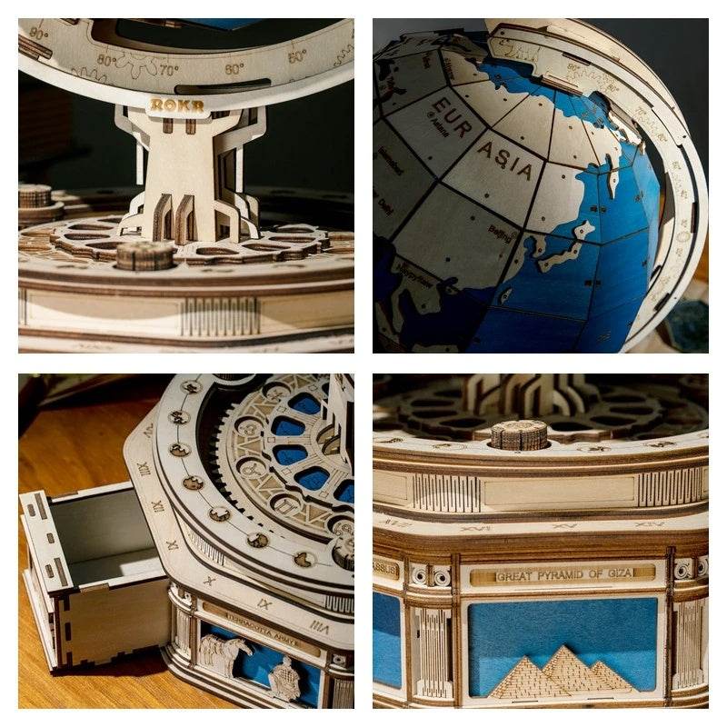 Robotime Globe Earth 567pcs 3D Wooden Puzzle Games Ocean Map Ball Assemble Model Toys Xms Gift for Children Boys Dropshipping - Here2Save