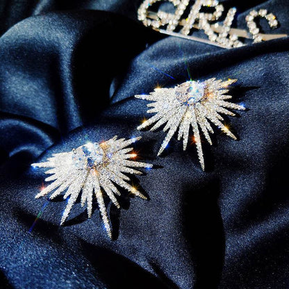 Silver Needle Luxury Net Red Tide Zircon Stud Earrings Atmospheric Fashion - Here2Save
