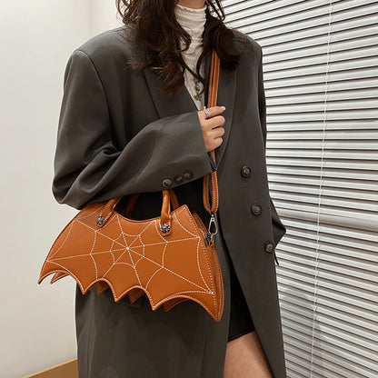 Bolsos de hombro con forma de telaraña de Halloween, bolsos de Pu con personalidad de Batgirl, bandolera de mensajero a la moda