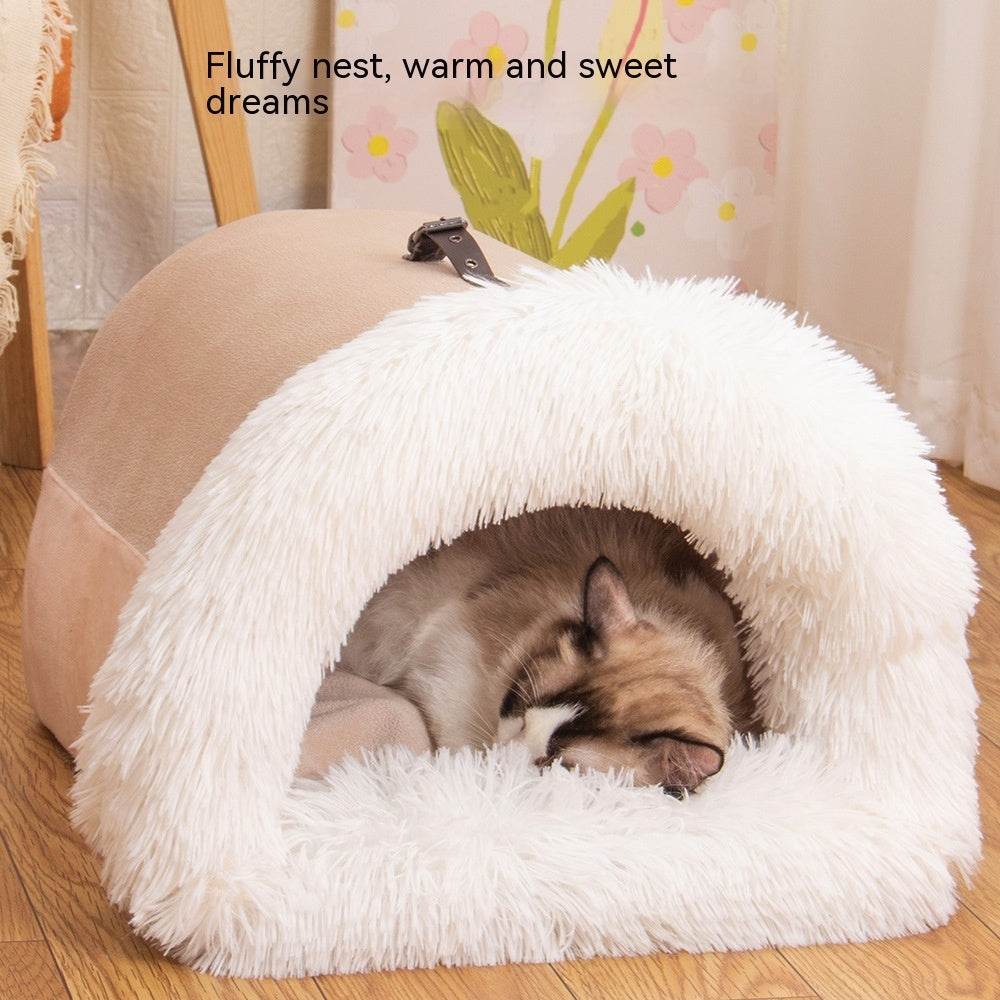 New Splice Portable Pet Nest Portable Autumn And Winter Warm Dog Nest Moisture-proof Long Fur Cat Nest Cross Border Pet Nest - Here2Save