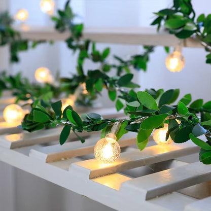 LED Light String Simulation Green Leaf Vine