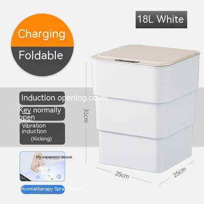 Bote De Basura Inteligente Con Tapa Para Dormitorio Y Sala De Estar Caja De Almacenamiento De Cocina Bote De Basura Caja De Auto Pequeña De Inducción Cubo De Basura Inteligente Automático Contenedor De Basura Inteligente