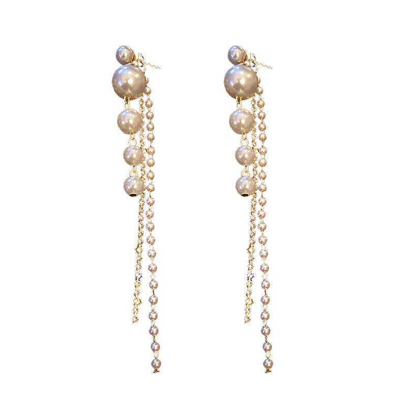 Temperament Pearl Tassel Long Earrings With 925 Silver Needle Fashion Luxury Personalized Earrings For Women - Here2Save