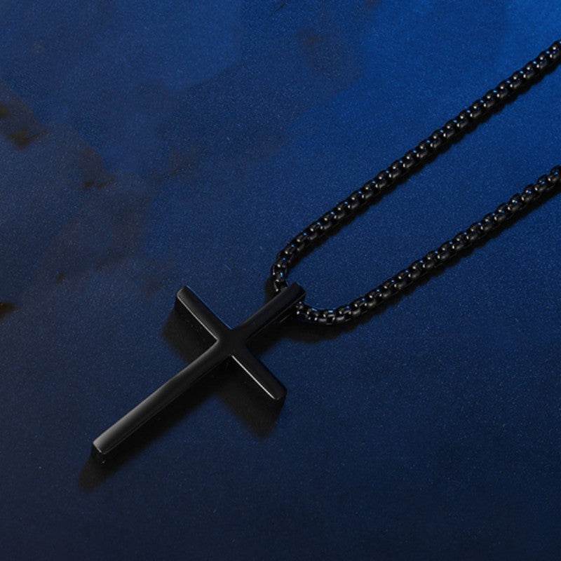 Smooth Simple Titanium Cross Pendant Male And Female Personality Necklace - Here2Save