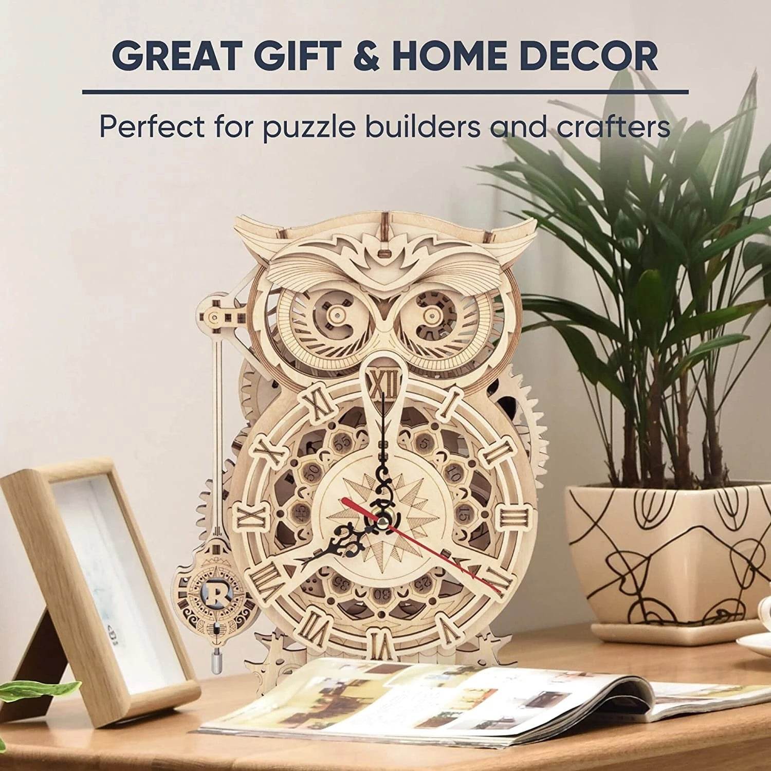 Robotime Rokr Creative DIY Toys 3D Owl Wooden Clock Building Block Kits For Children Christmas Gifts Home Decoration LK503 - Here2Save