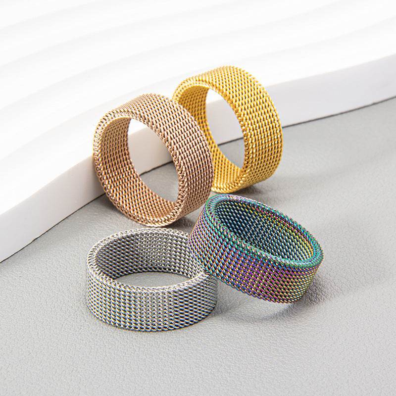Titanium Steel Woven Mesh Deformation Ring - Here2Save