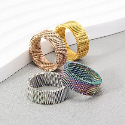 Titanium Steel Woven Mesh Deformation Ring - Here2Save