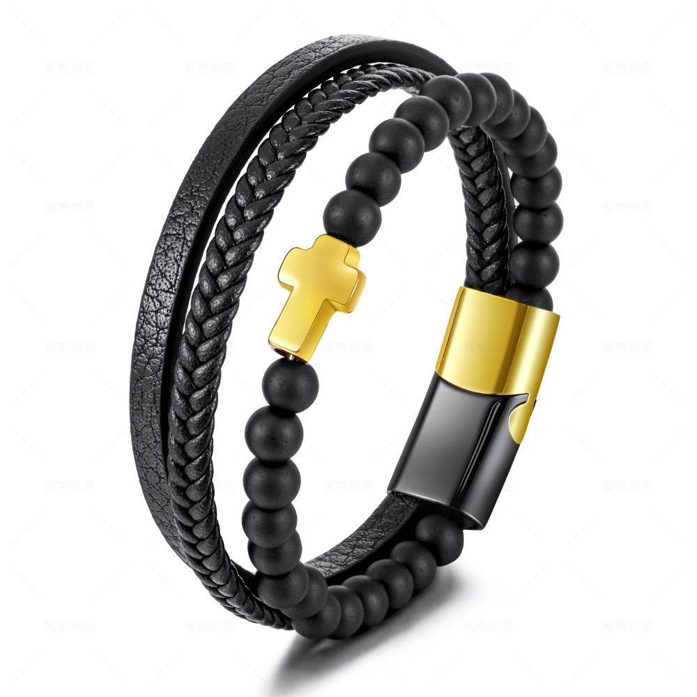 Cross Multi-layer Stainless Steel Men's Bracelet - Here2Save