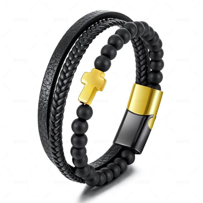 Cross Multi-layer Stainless Steel Men's Bracelet - Here2Save