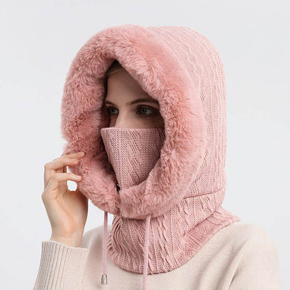 Winter Thick Plush Hat With Scarf Windproof Warm Knit Hats Hooded For Women - Here2Save
