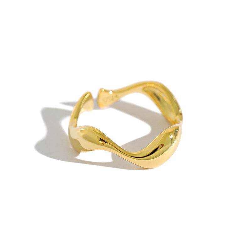 S925 Rings Ins Minimalist Irregular Wavy Glossy Ring For Women - Here2Save