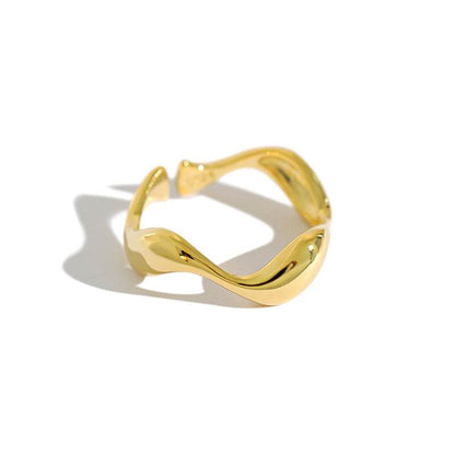 S925 Rings Ins Minimalist Irregular Wavy Glossy Ring For Women - Here2Save
