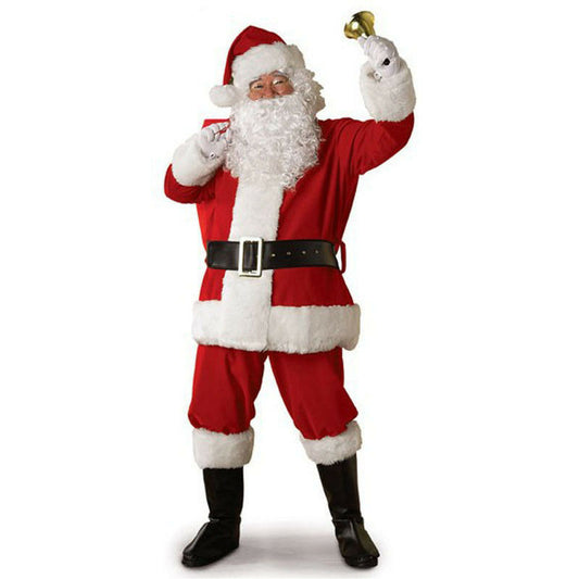 Disfraz de Papá Noel de talla grande para adultos, hombres y mujeres, disfraz de Carnaval de Navidad, traje rojo de talla grande, disfraces elegantes