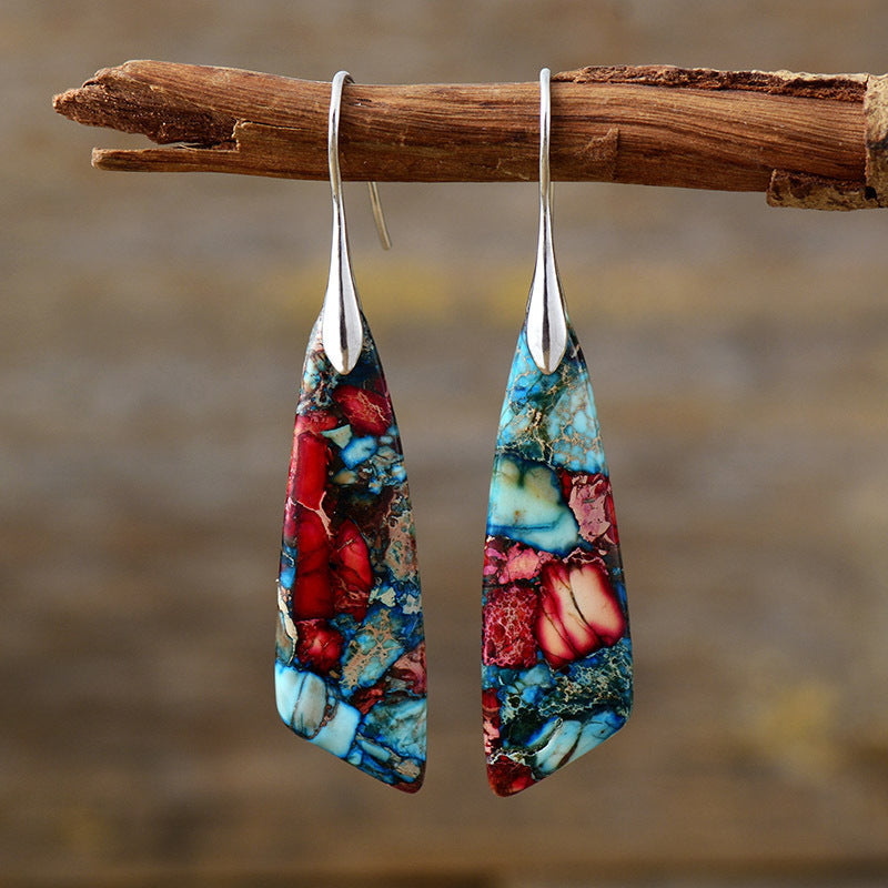 Bohemian Emperor Stone Geometric Pendant Earrings