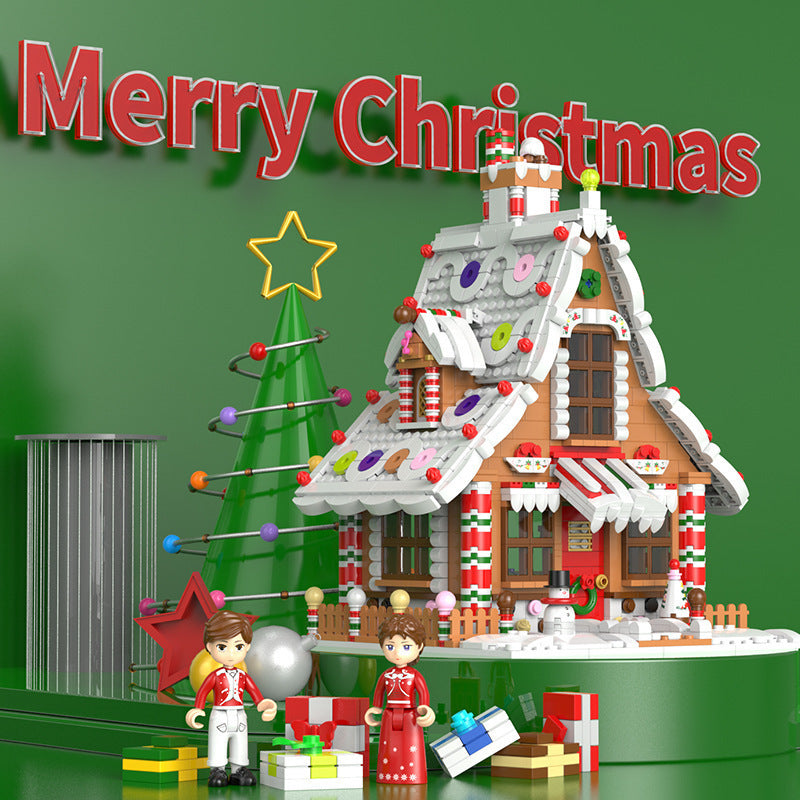 Santa Claus Gingerbread House Building Block Music Box