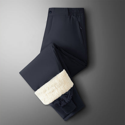 Nuevos pantalones de invierno para hombre, pantalones de cordero gruesos de terciopelo, pantalones deportivos sueltos cálidos e informales