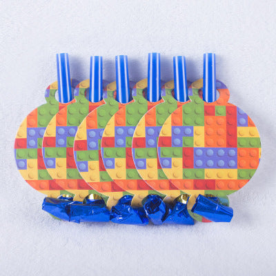 Building block brick theme birthday props