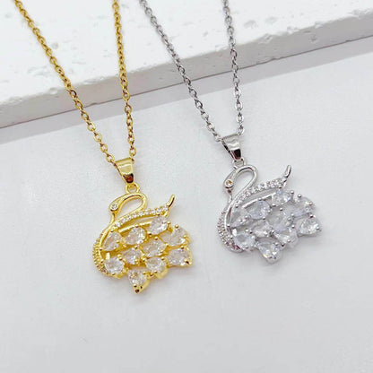 Titanium Steel Micro-inlaid Zirconium Shiny Swan Necklace - Here2Save
