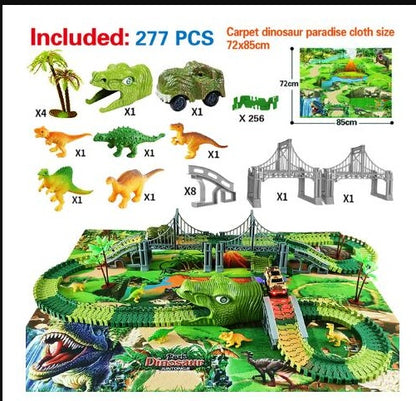 Pista eléctrica ensamblada para niños, simulación de carreras, Animal, dinosaurio tiranosaurio, juguete, rompecabezas, regalo para niño