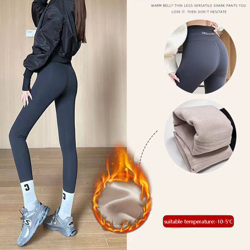 Leggings gruesos de lana para mujer, pantalones de tiburón de invierno de 20 a 5, cintura alta, ajustados, ajustados, con Control de barriga, pantalones de Yoga adelgazantes