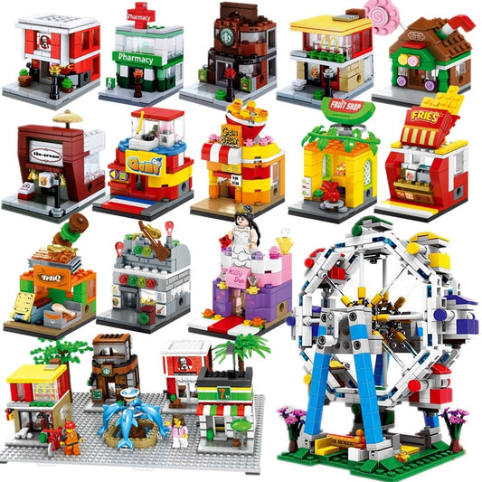 Building Blocks Mini Street View City Small House Mall Bridal Shop Girl Piecing