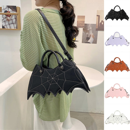 Bolsos de hombro con forma de telaraña de Halloween, bolsos de Pu con personalidad de Batgirl, bandolera de mensajero a la moda