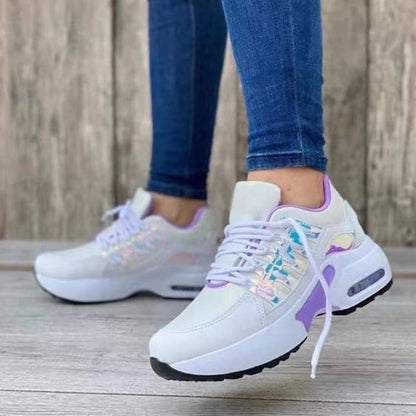 Zapatillas con cordones Mujer Tacón de cuña Zapatos deportivos para correr