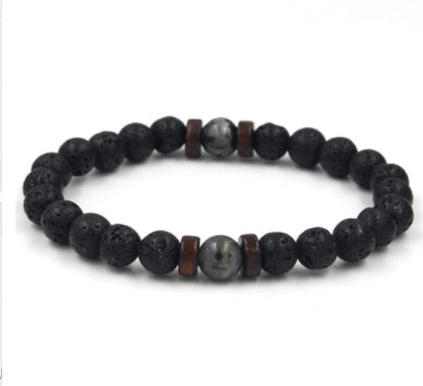 Personality Men's Black Volcanic Stone Bracelet - Here2Save