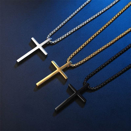 Smooth Simple Titanium Cross Pendant Male And Female Personality Necklace - Here2Save