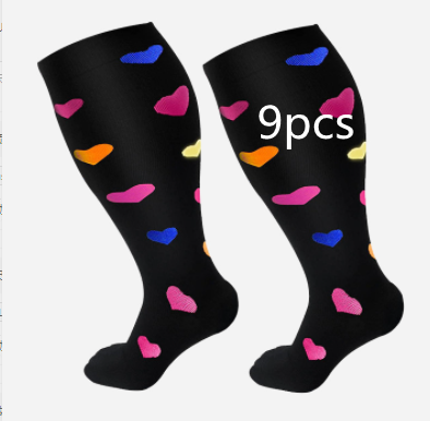 Plus Size Compression Socks Men's And Women's Pressure Socks High Elasticity Fat Socks Sports Fitness Printing Running Socks - Here2Save