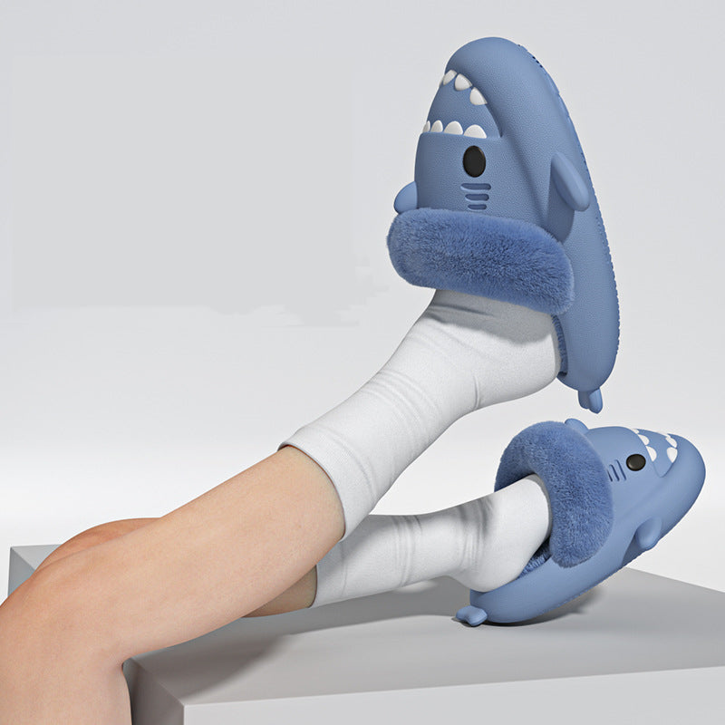 Winter Shark Slippers Detachable Warm Fuzzy Slippers Bedroom House Shoes Women - Here2Save