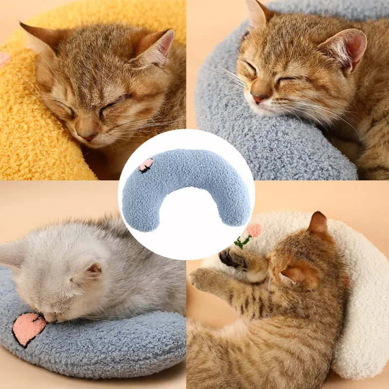 Almohada pequeña para gatos, Protector de cuello a la moda, sueño profundo, almohada en forma de U para cachorros, almohada para mascotas, reposacabezas para gatitos, almohada para dormir para perros, productos para mascotas