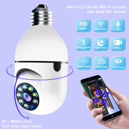 WiFi CAMERA 1080P Bulb 4X Zoom Camera E27 Home 5GWiFi Alarm Monitor - Here2Save