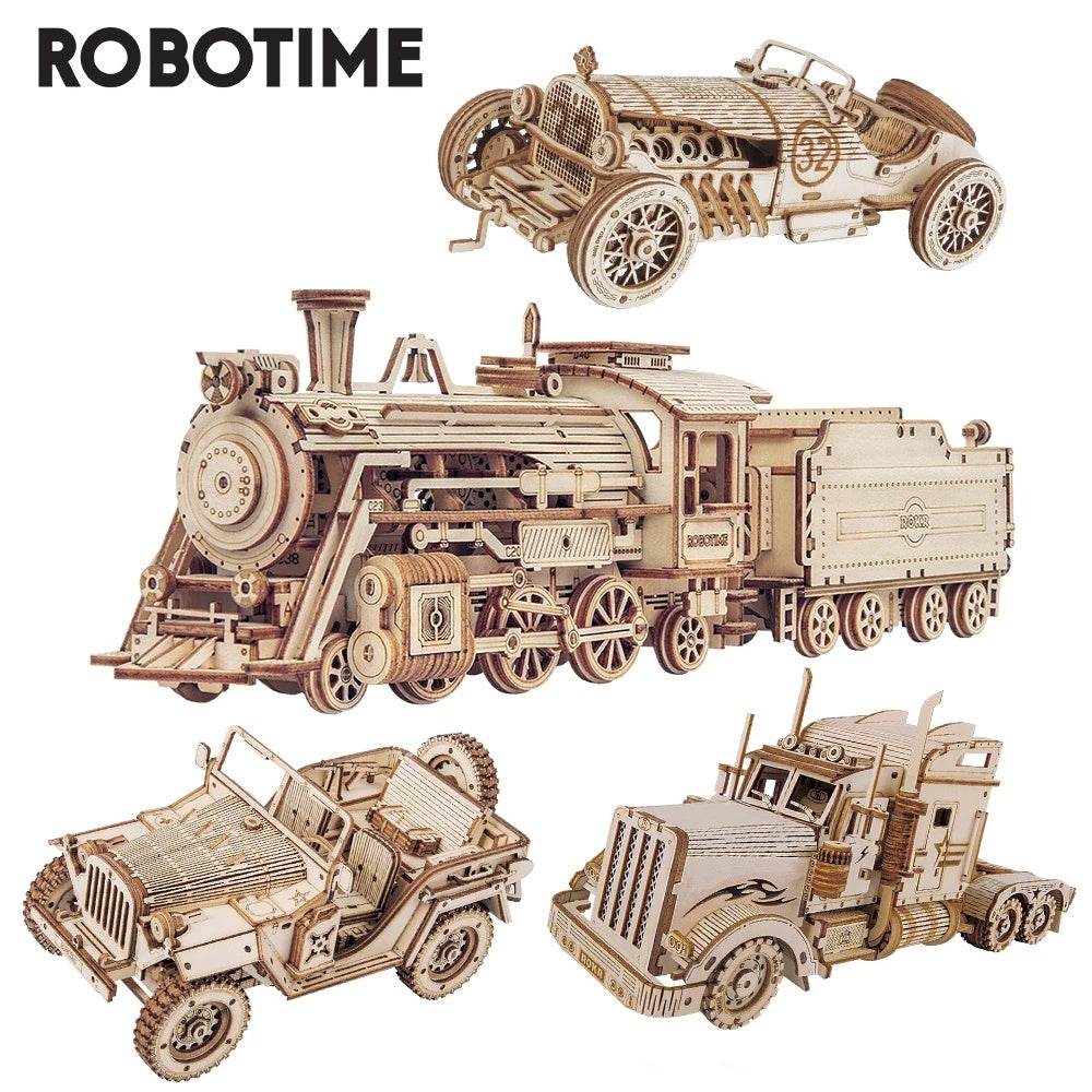 Robotime ROKR Train Model 3D Wooden Puzzle Toy Assembly Locomotive Model Building Kits for Children Kids Birthday Christmas Gift - Here2Save