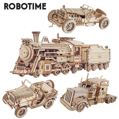 Robotime ROKR Train Model 3D Wooden Puzzle Toy Assembly Locomotive Model Building Kits for Children Kids Birthday Christmas Gift - Here2Save