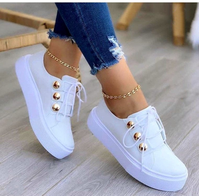 Zapatillas planas con cordones Zapatos casuales con remaches para mujer