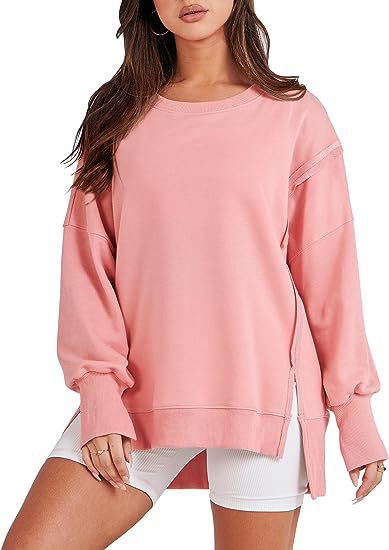 Sudadera lisa de gran tamaño con cuello redondo, jersey de manga larga, sudaderas con capucha, Tops, moda para otoño, ropa de mujer para invierno