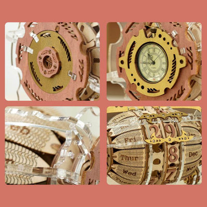 Robotime ROKR Time Engine Calendar 3d Wooden Puzzle Model Toys for Children Kids LC801 - Here2Save