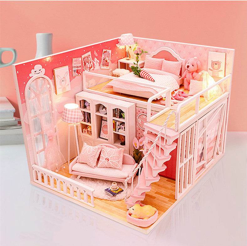 Stable Happiness Hut Hand-assembled Doll House Mini Scene Wooden House - Here2Save