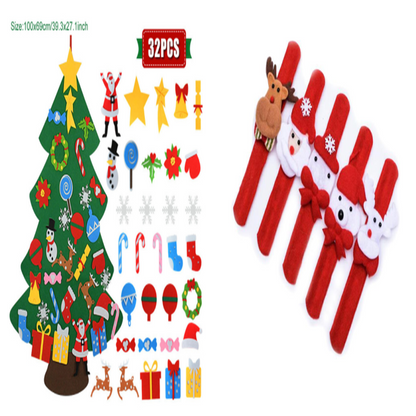 DIY Felt Christmas Tree New Year Toddler Kids Handmade Gift Toys Door Wall Hanging Ornaments Holiday Party Home Decor Set