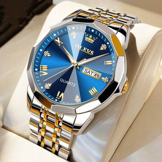 Roman Scale Double Calendar Quartz Watch Waterproof - Here2Save