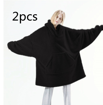 Hoodie Sweatshirt With Big Pocket Tops Sweater Comfortable Loose Double-Sided Fleece Thicker Wearable Blanket - Here2Save