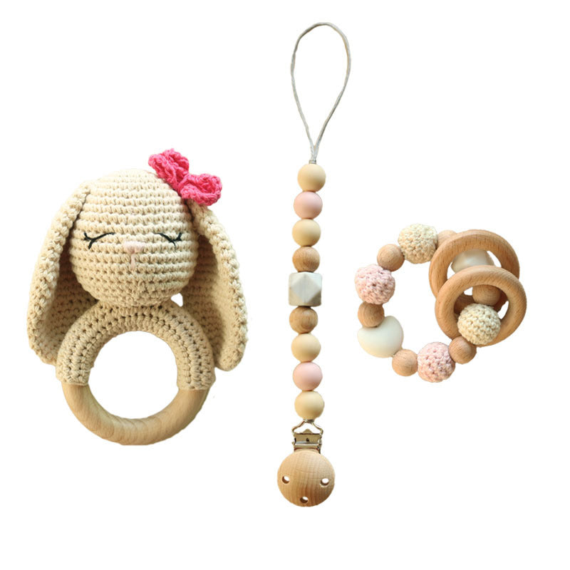 DIY Baby Handmade Wool Crochet Rabbit Rattle Toy