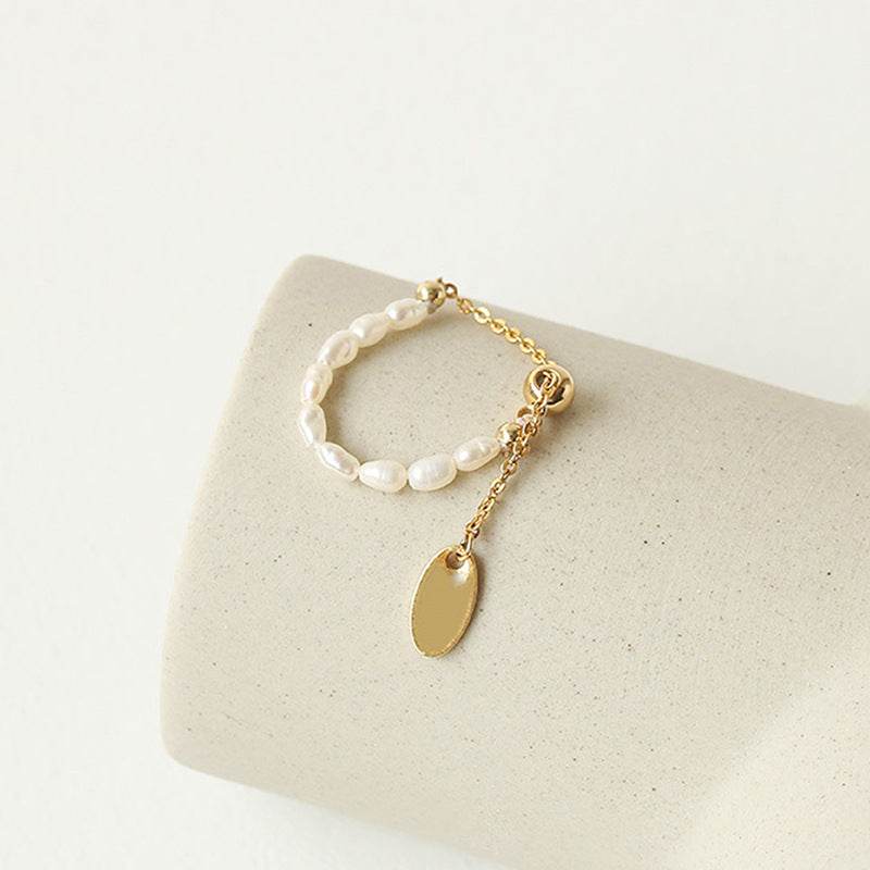 Pearl Rings Stretch Adjustable Soft Chain Women's End Ring - Here2Save